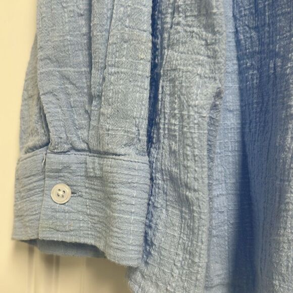 Blue Long Sleeve Button Down Shirt - Size XL Linen Material Excellent Condition - Picture 4 of 5